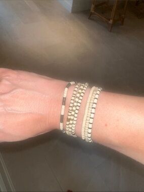 Roxanne Assoulin Neutral Earth Tone Heishi Stretch Bracelets - Set of 7